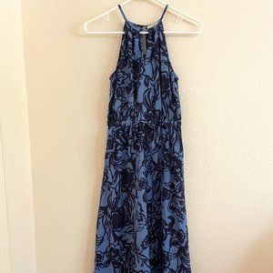 J Crew Blue High Neck Maxi Dress XSP